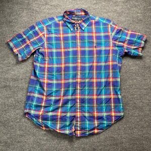 Ralph Lauren Mens Classic Fit Plaid Short Sleeve Button Down Shirt Large Multi
